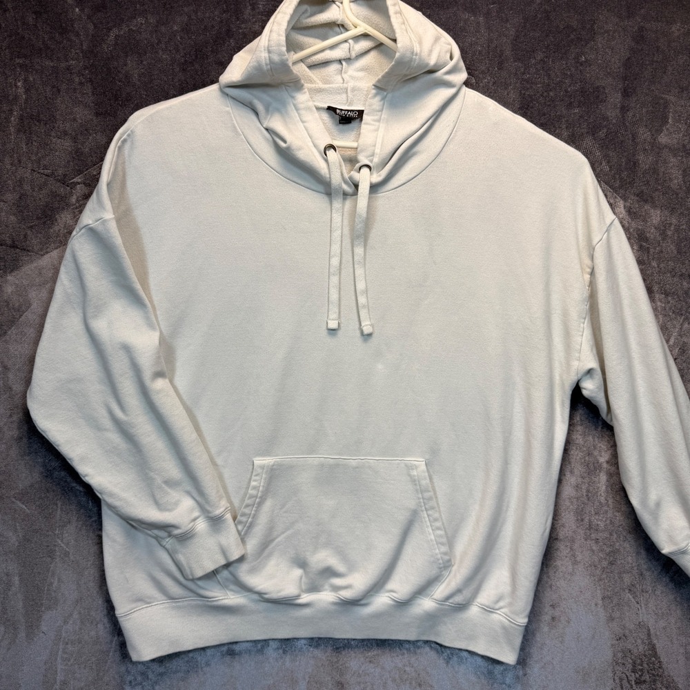Buffalo David Bitton Hoodie Mens Off White Regular XXL Pullover Kangaroo Pocket